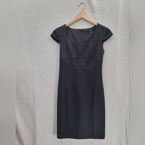 NWT ICO Black Cap Sleeve Scoop Neck Fully Lined LBD Cocktail Zip Dress Size-M
